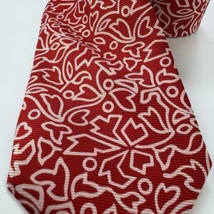 Ben Silver Charleston Drake's London Silk Tie Red Floral Hand Made England